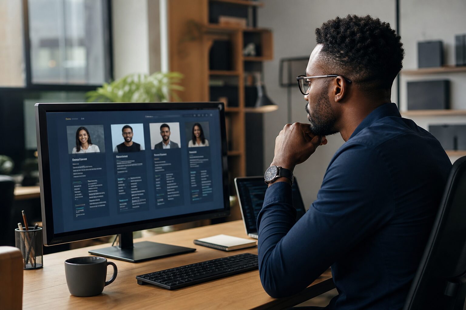 Recruiter reviewing profiles