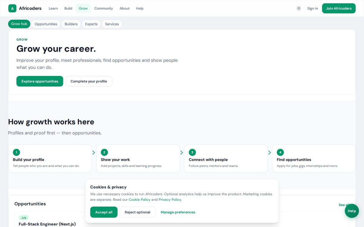 Africoders Grow on the web